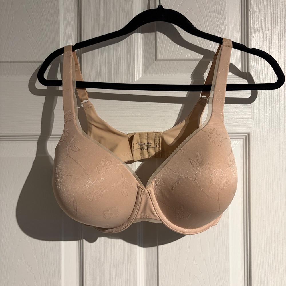 Vanity Fair Beautiful Benefits Bra 76271 Tan Beige Floral Jacquard 36D Underwire